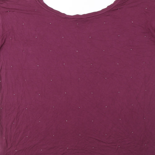 NEXT Womens Purple Viscose Basic T-Shirt Size 8 Round Neck