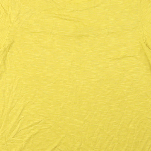 Marks and Spencer Womens Yellow Viscose Basic T-Shirt Size 10 Round Neck - Lace Details