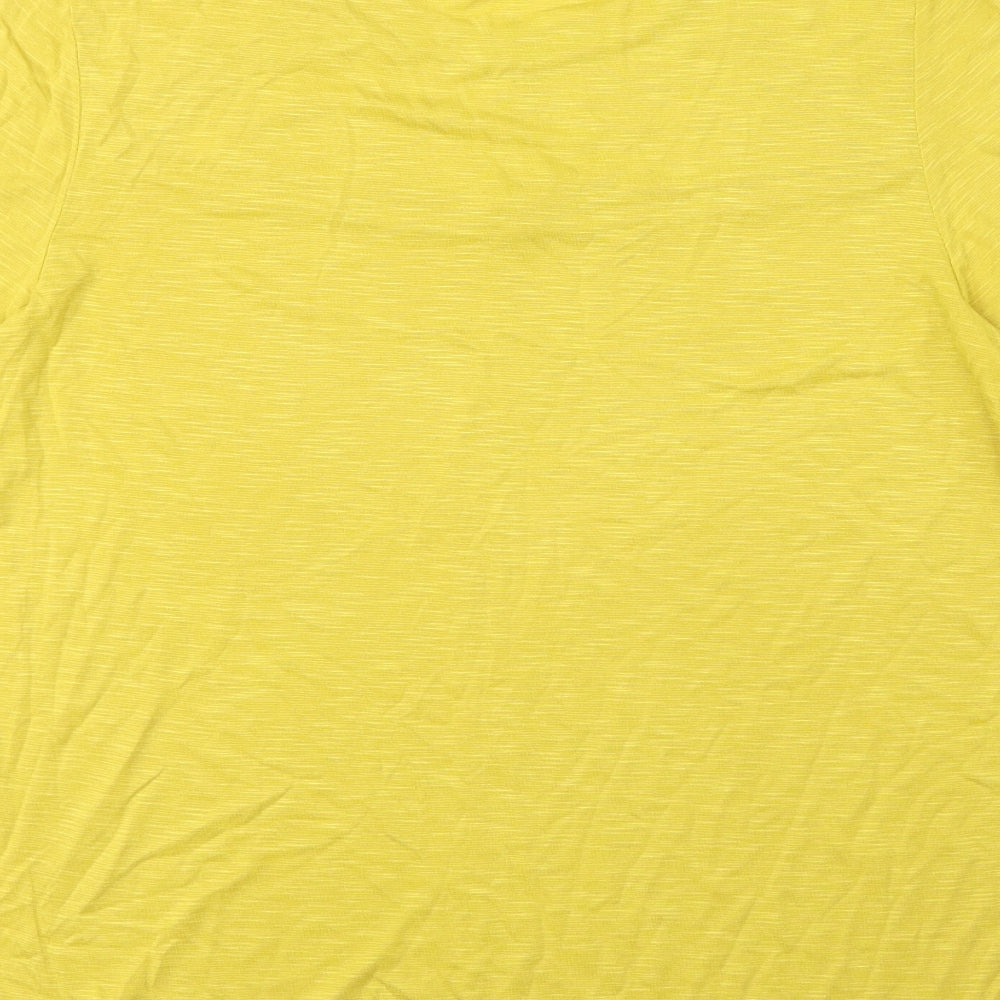 Marks and Spencer Womens Yellow Viscose Basic T-Shirt Size 10 Round Neck - Lace Details