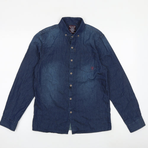 NEXT Boys Blue 100% Cotton Basic Button-Up Size 12 Years Collared Button