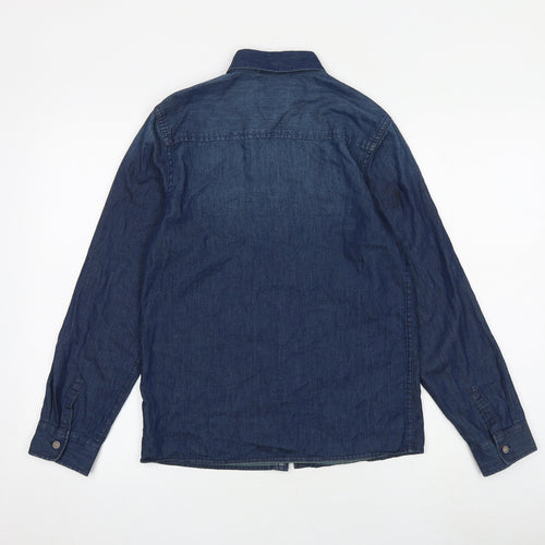 NEXT Boys Blue 100% Cotton Basic Button-Up Size 12 Years Collared Button
