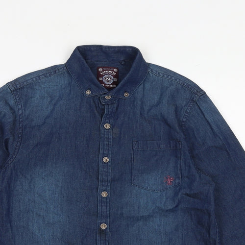 NEXT Boys Blue 100% Cotton Basic Button-Up Size 12 Years Collared Button