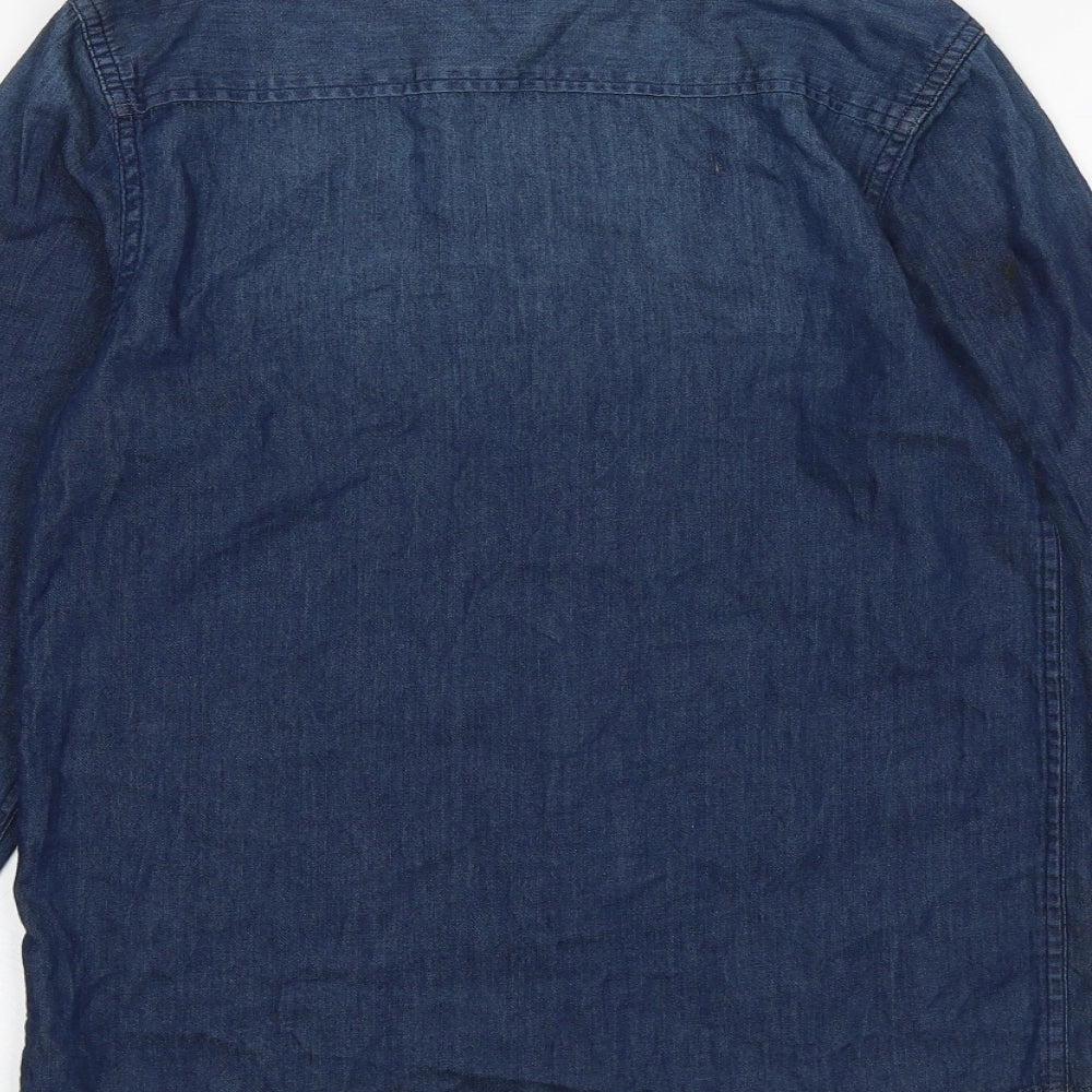 NEXT Boys Blue 100% Cotton Basic Button-Up Size 12 Years Collared Button