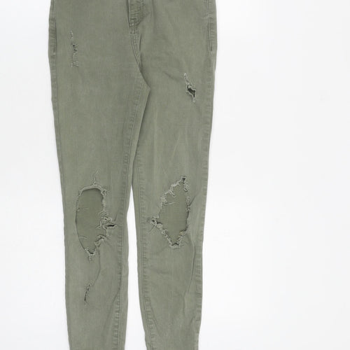 New Look Womens Green Cotton Skinny Jeans Size 8 L26 in Slim Zip