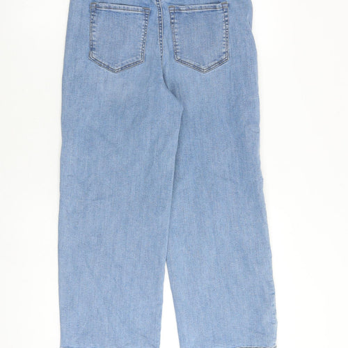 LOFT Womens Blue Cotton Wide-Leg Jeans Size 4 L25 in Regular Zip