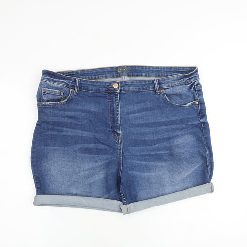 Papaya Womens Blue Cotton Boyfriend Shorts Size 20 L5 in Regular Zip