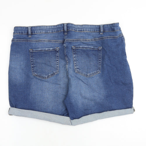 Papaya Womens Blue Cotton Boyfriend Shorts Size 20 L5 in Regular Zip