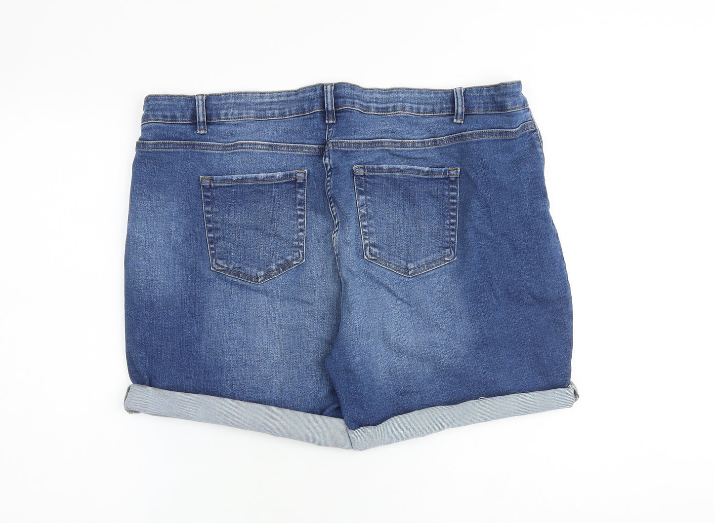 Papaya Womens Blue Cotton Boyfriend Shorts Size 20 L5 in Regular Zip