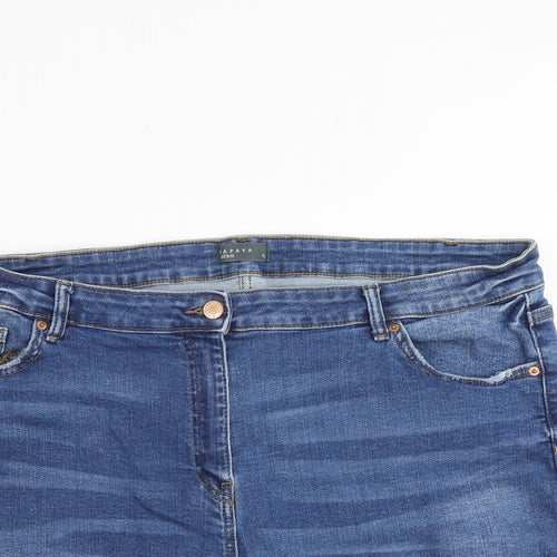 Papaya Womens Blue Cotton Boyfriend Shorts Size 20 L5 in Regular Zip