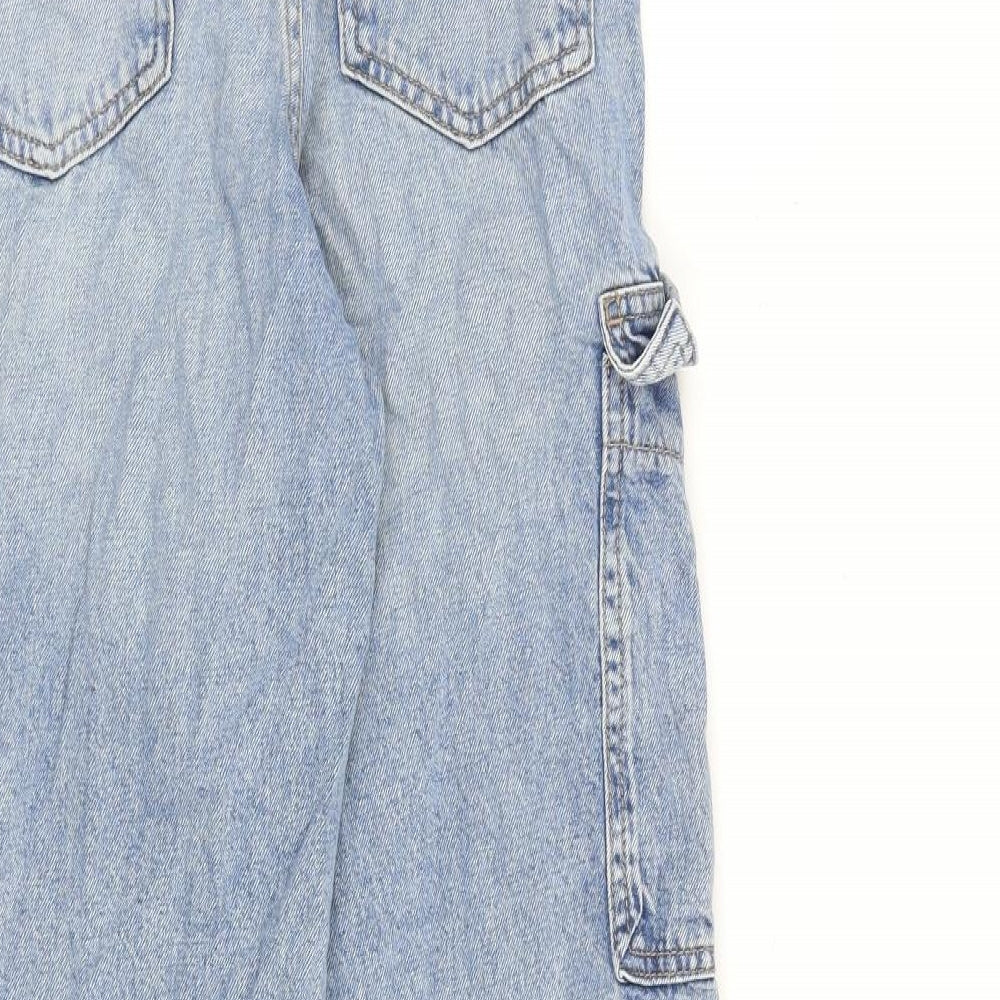 H&M Womens Blue Cotton Wide-Leg Jeans Size 6 L31 in Regular Zip - Cargo