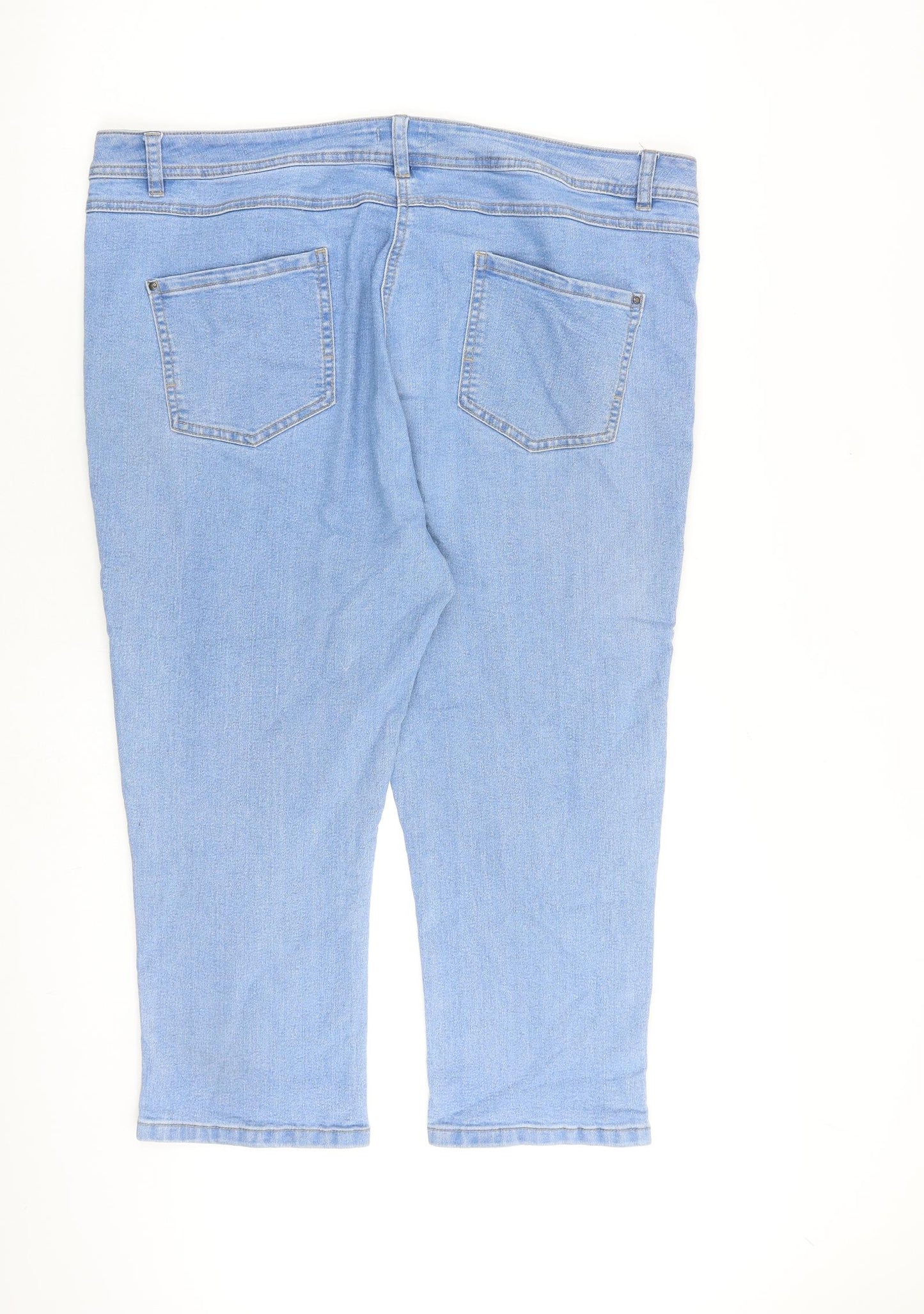 M&Co Womens Blue Cotton Straight Jeans Size 20 L22 in Regular Zip