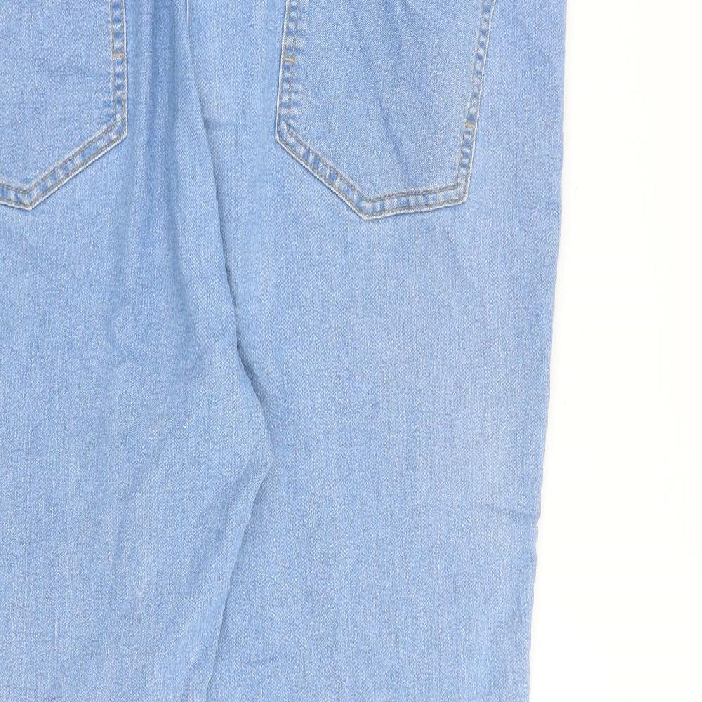 M&Co Womens Blue Cotton Straight Jeans Size 20 L22 in Regular Zip