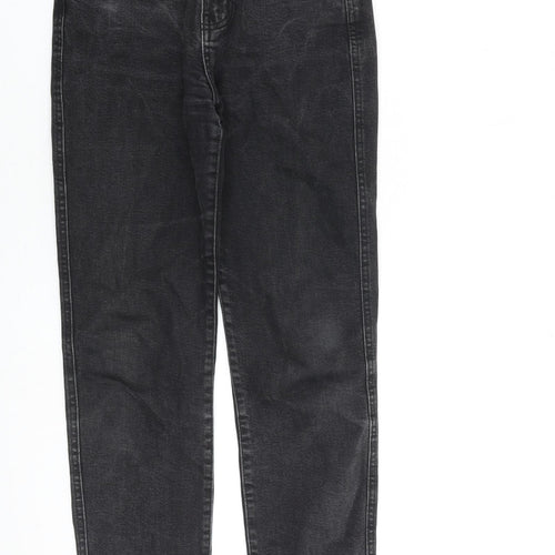 Pull&Bear Womens Grey Cotton Straight Jeans Size 6 L26 in Regular Zip - Raw Hem