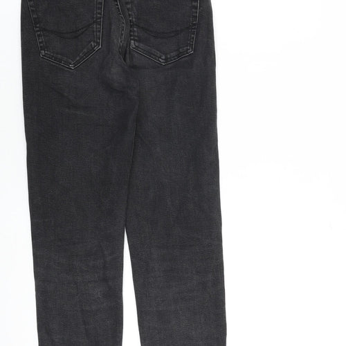 Pull&Bear Womens Grey Cotton Straight Jeans Size 6 L26 in Regular Zip - Raw Hem