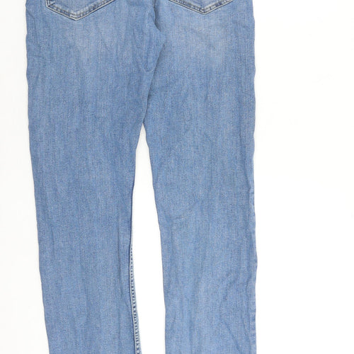 Topman Mens Blue Cotton Straight Jeans Size 34 in L31 in Slim Button