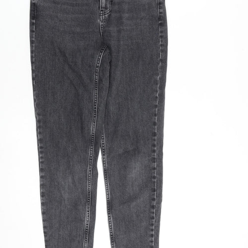 Topshop Womens Grey Cotton Tapered Jeans Size 26 in L32 in Regular Zip