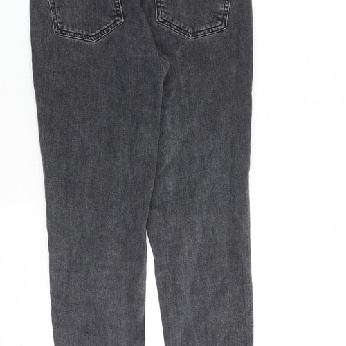 Topshop Womens Grey Cotton Tapered Jeans Size 26 in L32 in Regular Zip