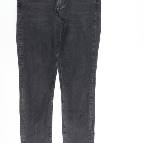 H&M Womens Grey Cotton Skinny Jeans Size 12 L28 in Regular Zip