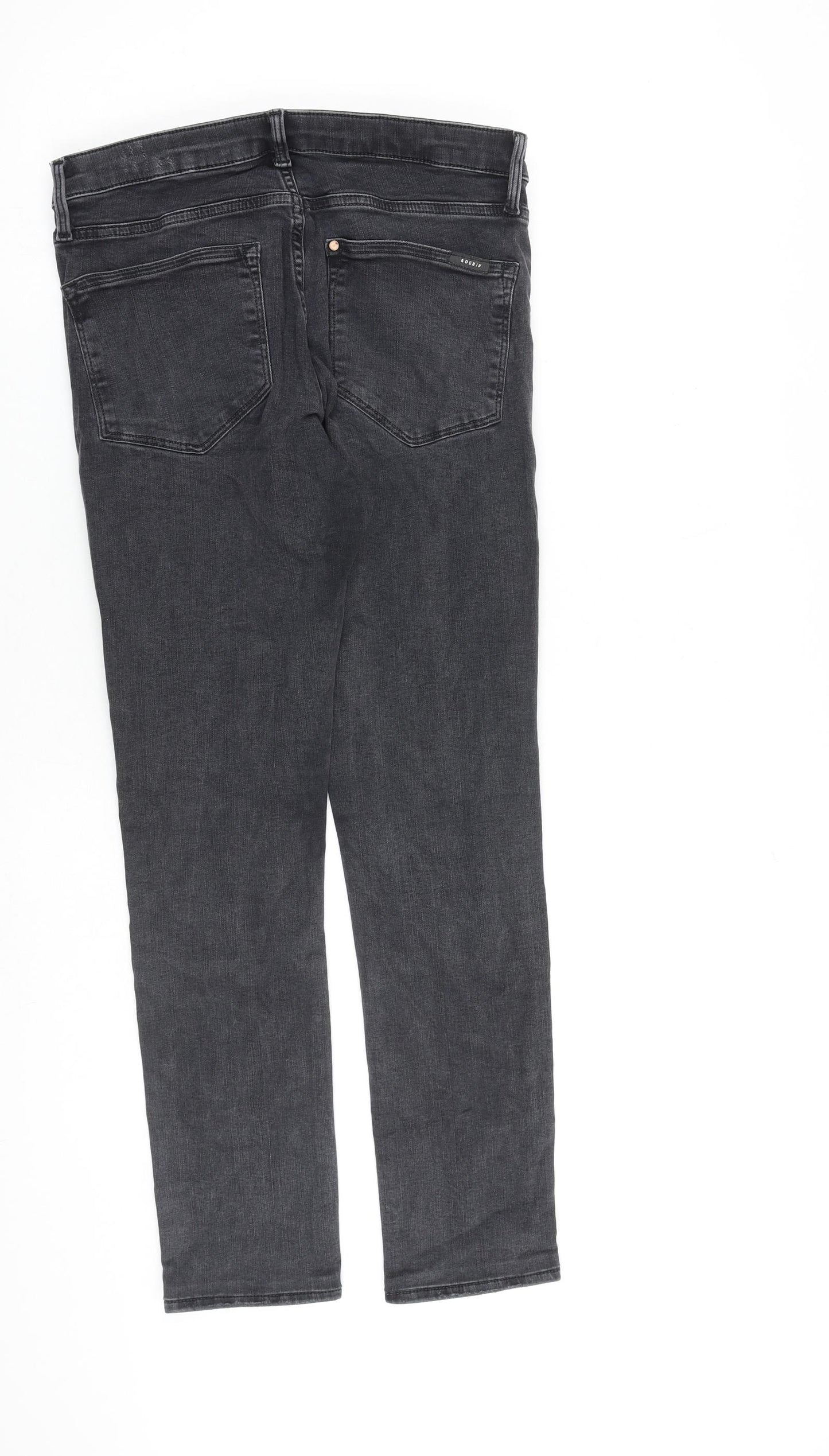 H&M Womens Grey Cotton Skinny Jeans Size 12 L28 in Regular Zip