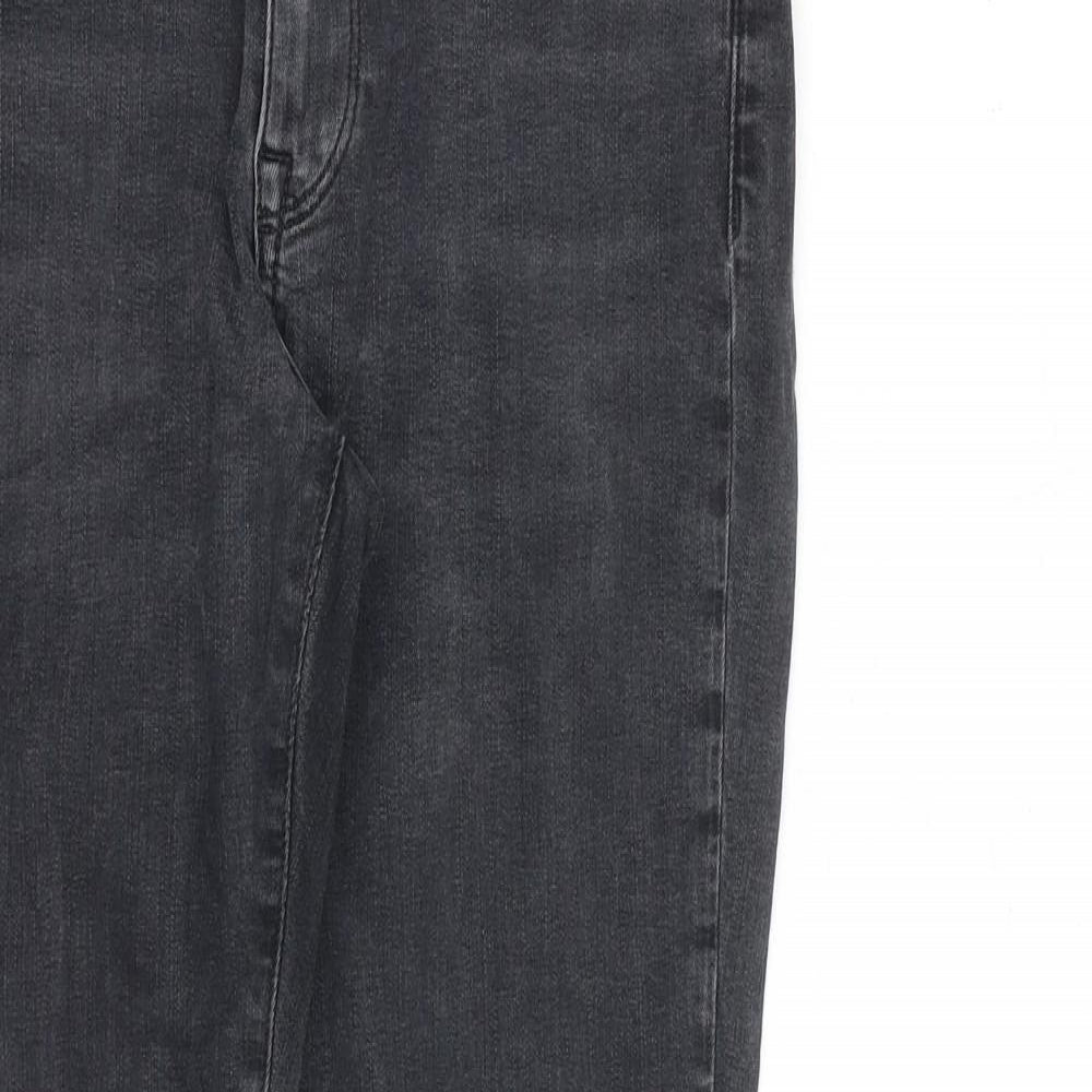 H&M Womens Grey Cotton Skinny Jeans Size 12 L28 in Regular Zip