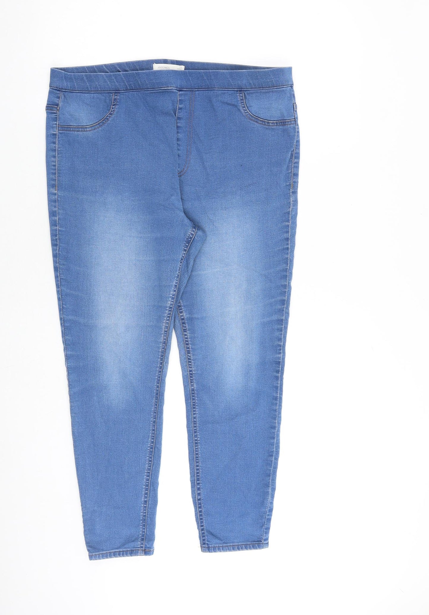 Marks and Spencer Womens Blue Cotton Jegging Jeans Size 16 L26 in Regular