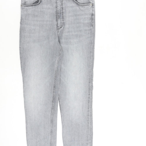 Zara Womens Grey Cotton Skinny Jeans Size 14 L27 in Slim Zip