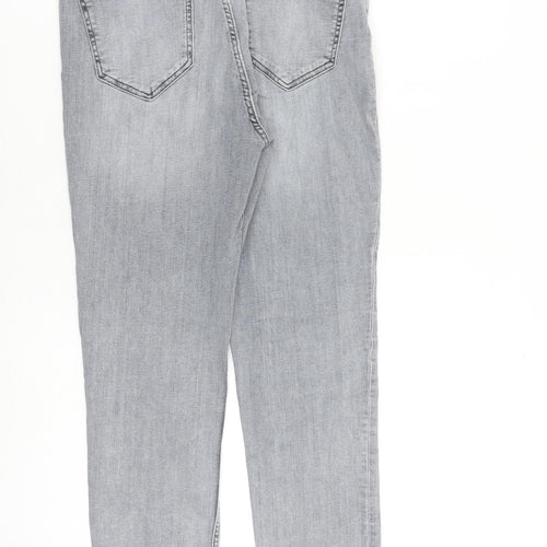Zara Womens Grey Cotton Skinny Jeans Size 14 L27 in Slim Zip