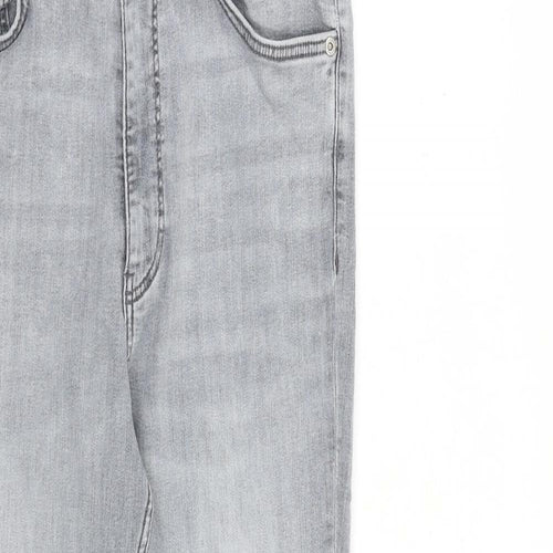 Zara Womens Grey Cotton Skinny Jeans Size 14 L27 in Slim Zip