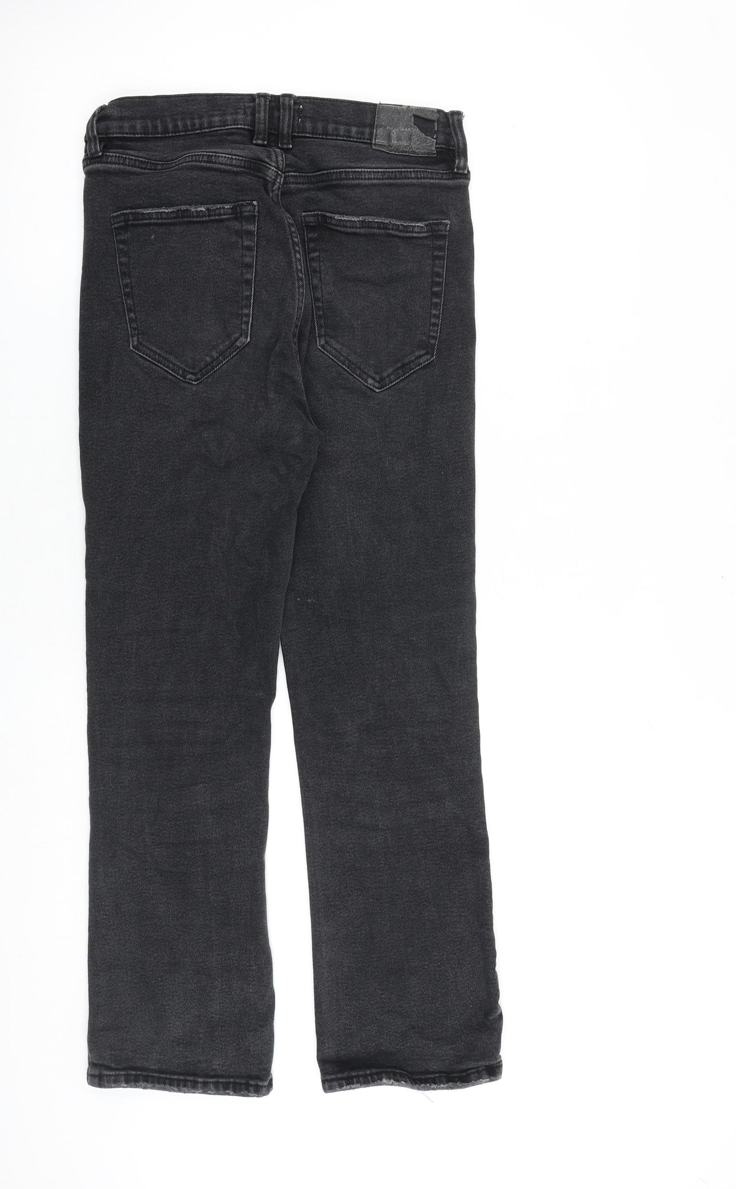 Pull&Bear Womens Black Cotton Straight Jeans Size 12 L27 in Regular Zip