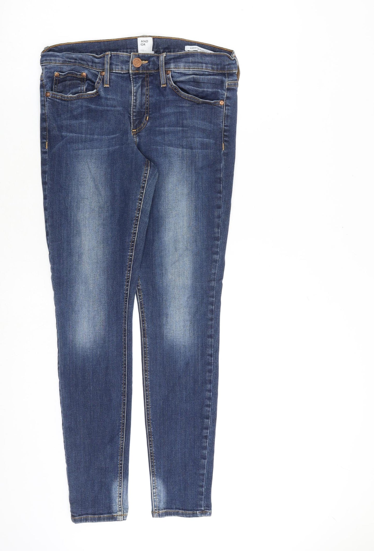 And/Or Womens Blue Cotton Skinny Jeans Size 31 in L30 in Slim Zip