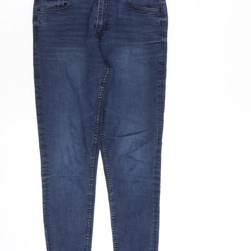 Marks and Spencer Womens Blue Cotton Skinny Jeans Size 10 L26 in Slim Zip