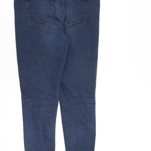 Marks and Spencer Womens Blue Cotton Skinny Jeans Size 10 L26 in Slim Zip