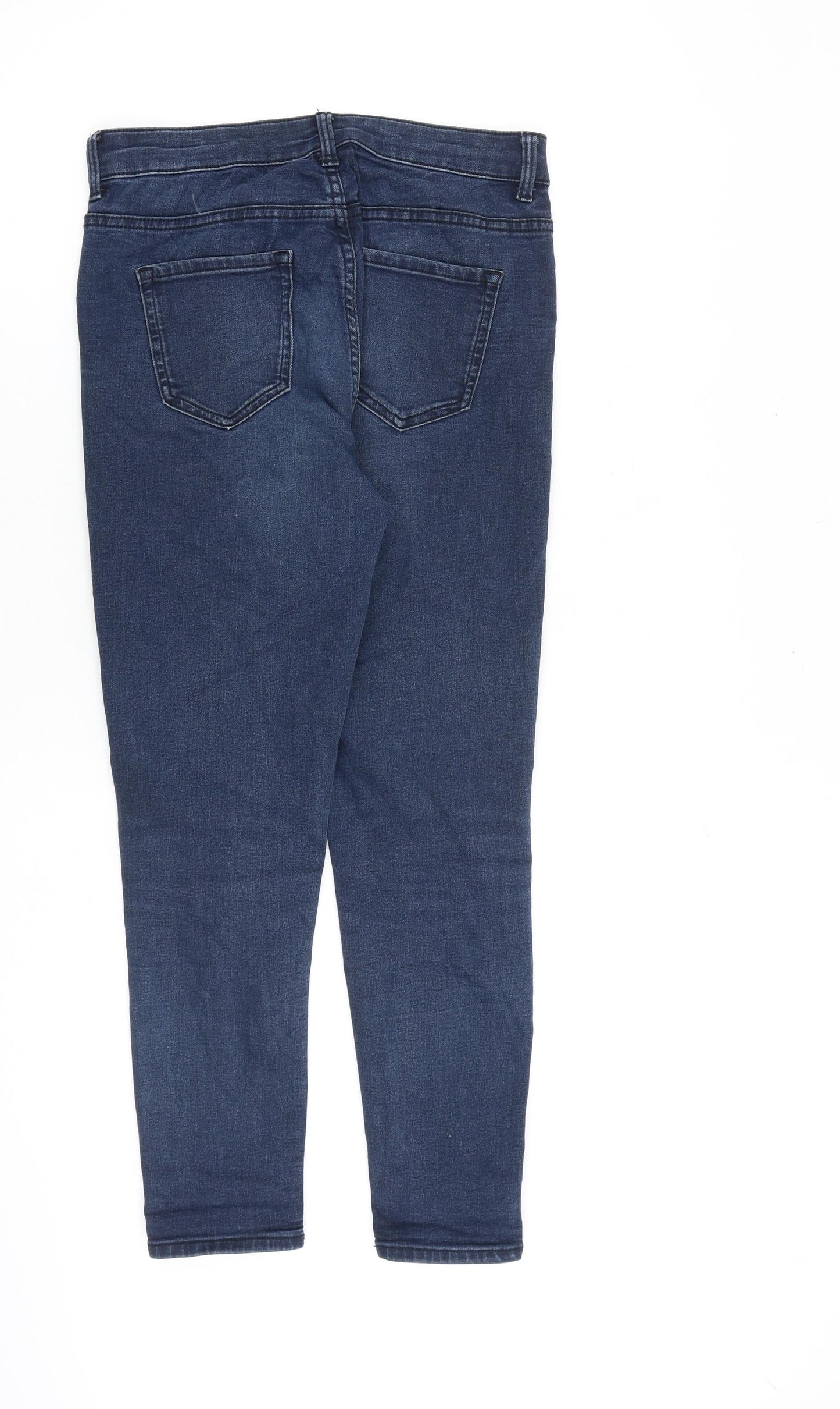 Marks and Spencer Womens Blue Cotton Skinny Jeans Size 10 L26 in Slim Zip