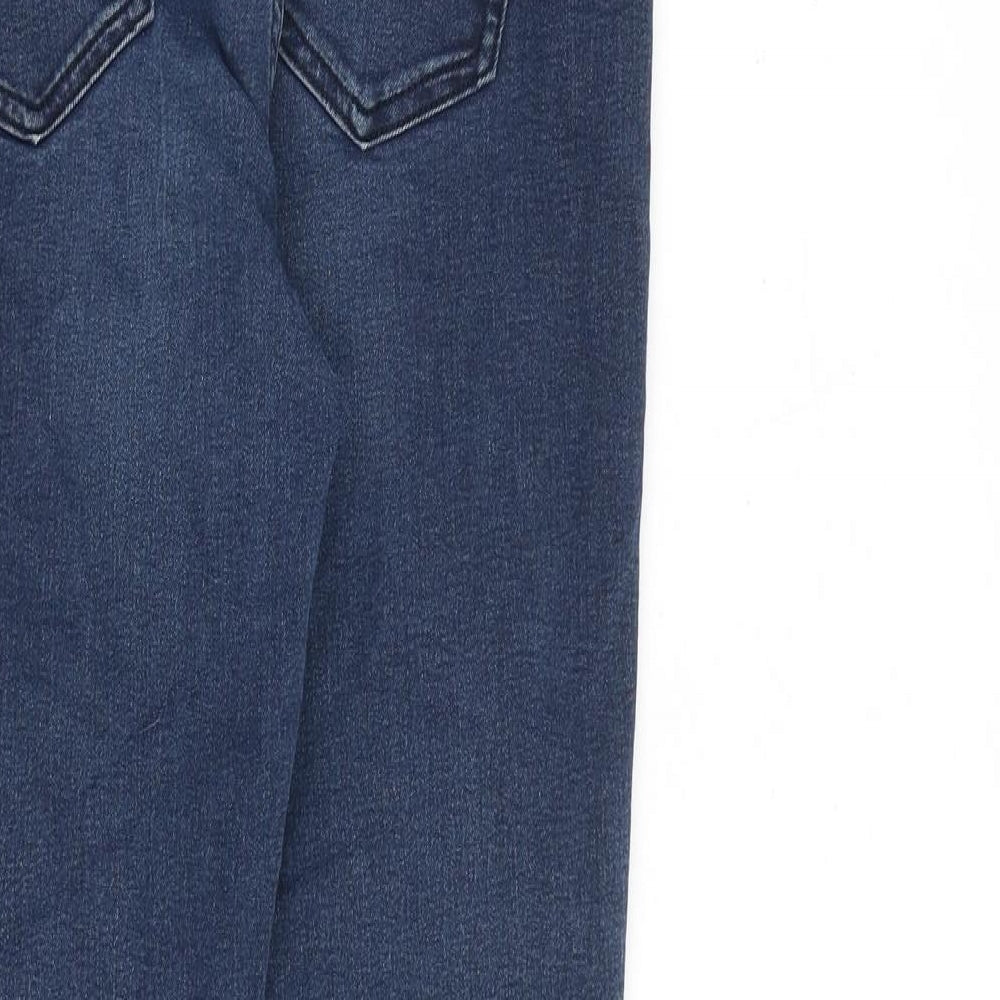 Marks and Spencer Womens Blue Cotton Skinny Jeans Size 10 L26 in Slim Zip