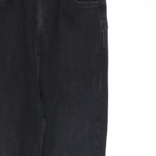 New Look Womens Black Cotton Skinny Jeans Size 14 L27 in Slim Zip - Raw Hem