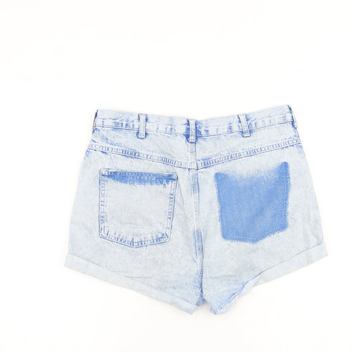 Topshop Womens Blue Cotton Boyfriend Shorts Size 12 L3 in Regular Zip