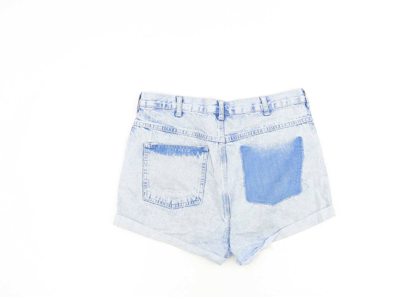 Topshop Womens Blue Cotton Boyfriend Shorts Size 12 L3 in Regular Zip