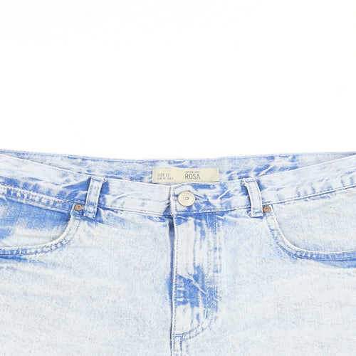 Topshop Womens Blue Cotton Boyfriend Shorts Size 12 L3 in Regular Zip