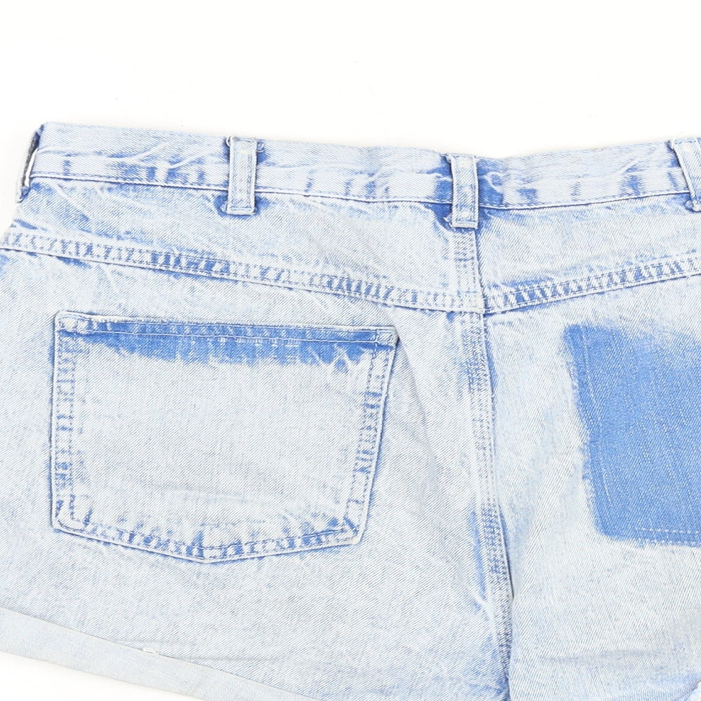 Topshop Womens Blue Cotton Boyfriend Shorts Size 12 L3 in Regular Zip