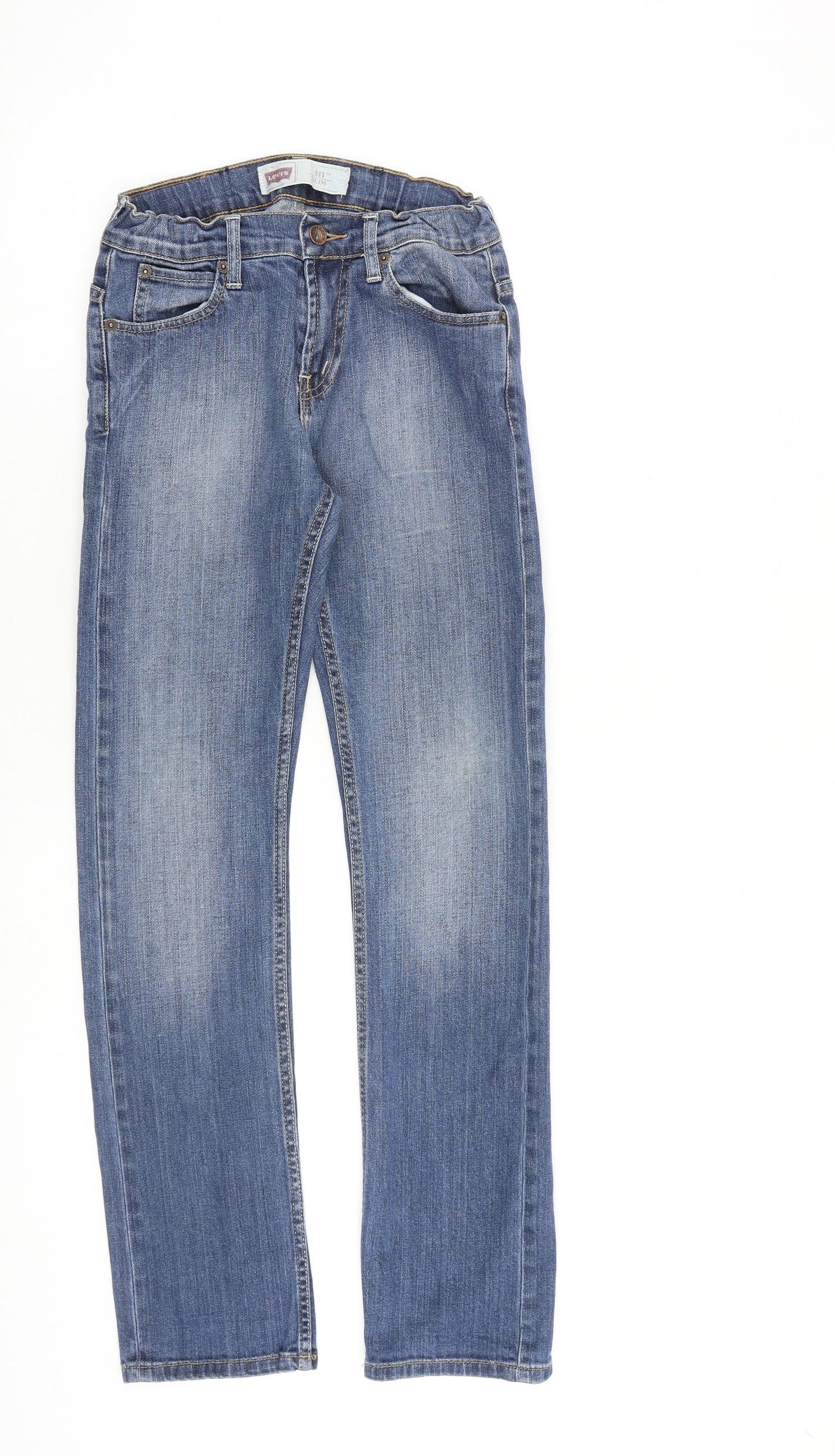 Levi's Womens Blue Cotton Straight Jeans Size 14 L29 in Regular Zip