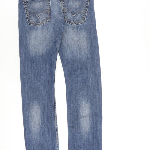 Levi's Womens Blue Cotton Straight Jeans Size 14 L29 in Regular Zip
