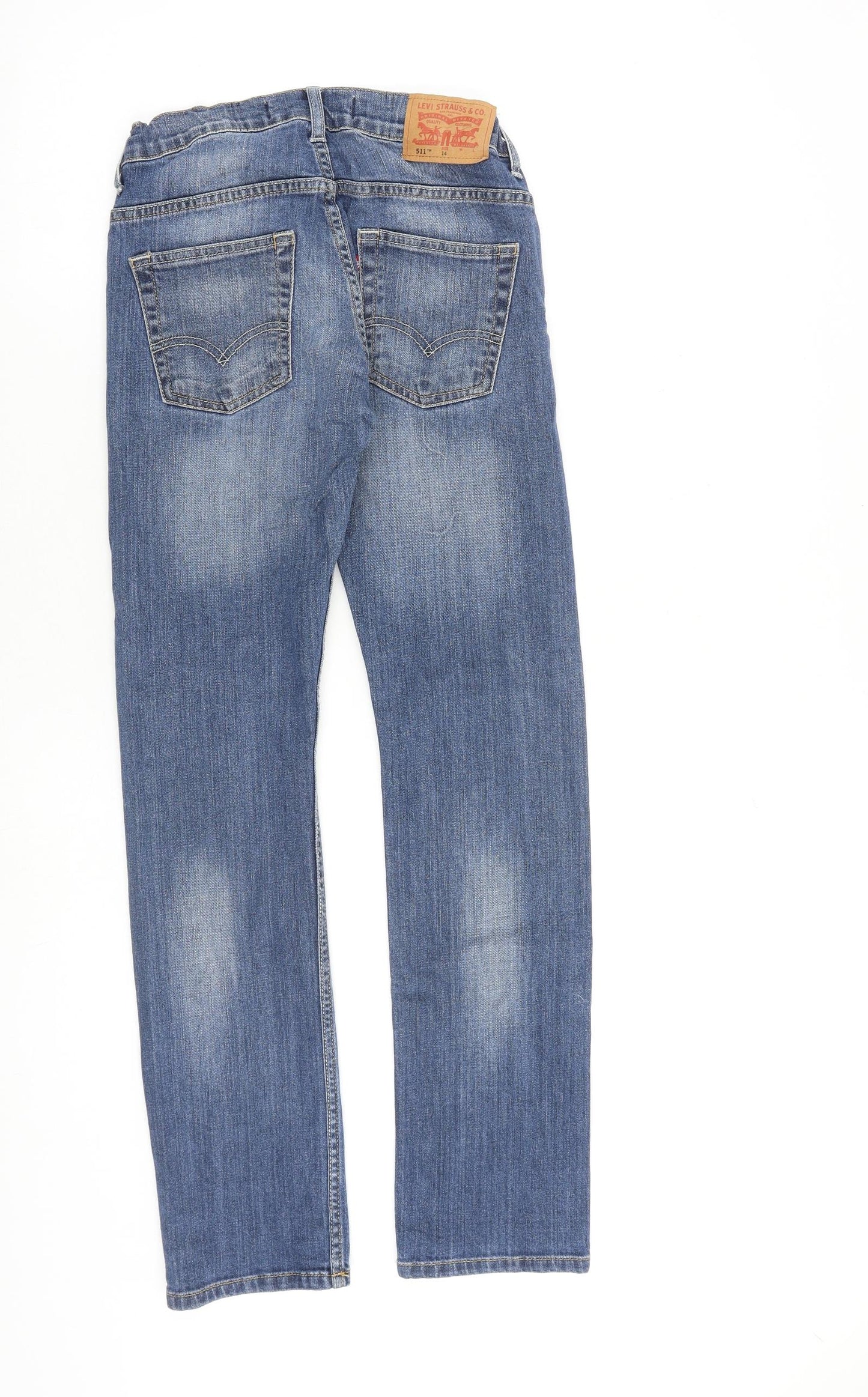 Levi's Womens Blue Cotton Straight Jeans Size 14 L29 in Regular Zip