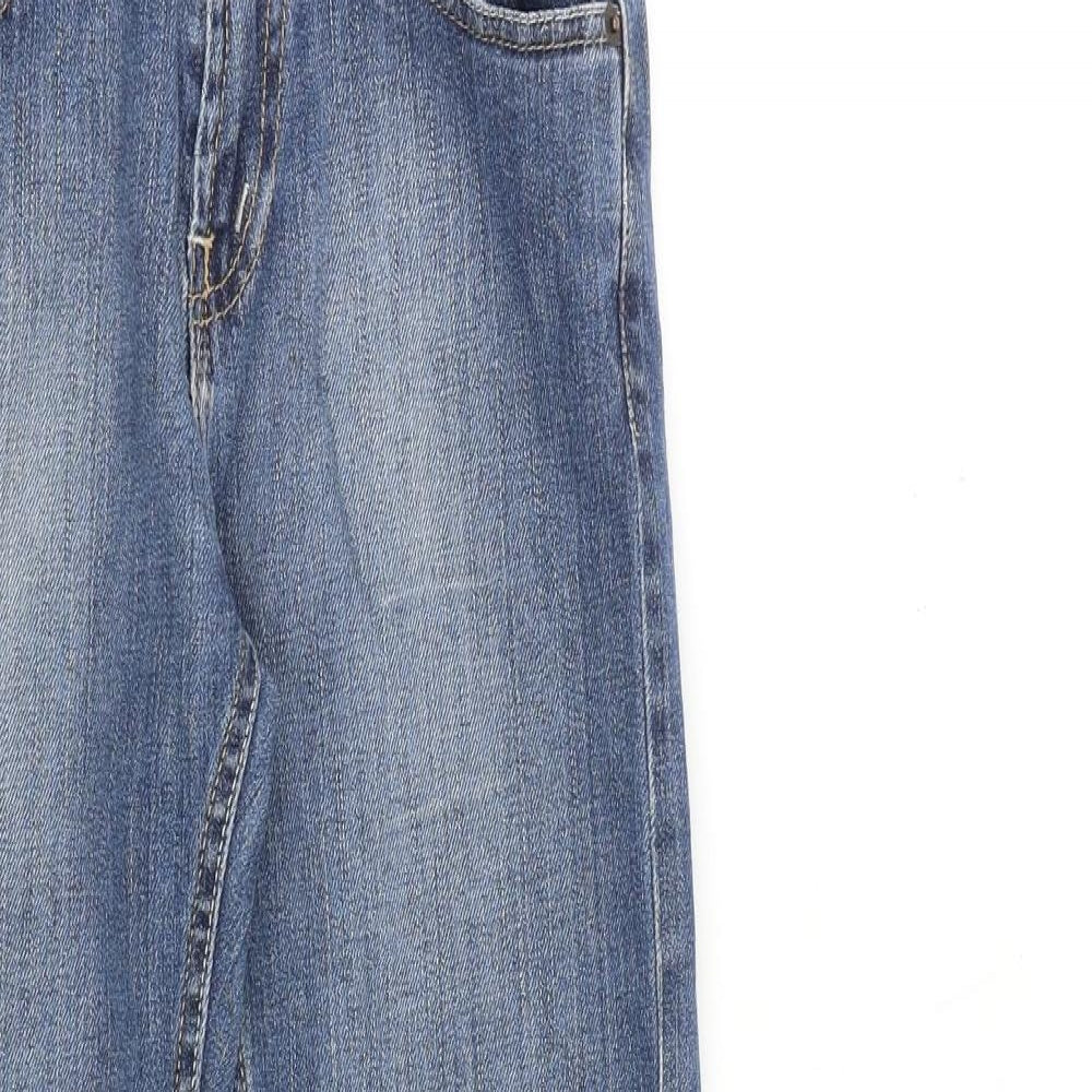 Levi's Womens Blue Cotton Straight Jeans Size 14 L29 in Regular Zip