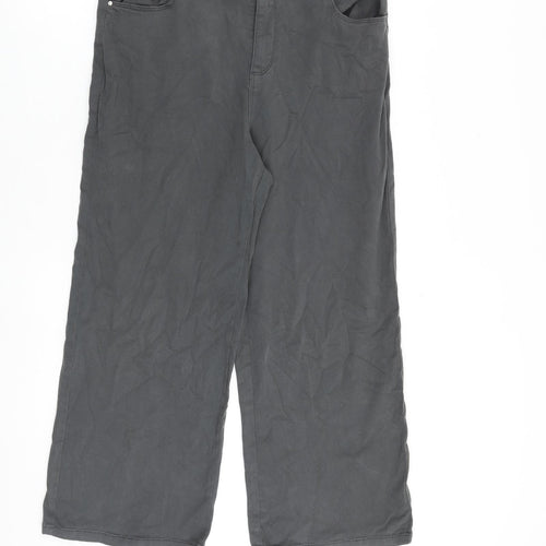 George Womens Grey Cotton Wide-Leg Jeans Size 14 L26 in Regular Zip