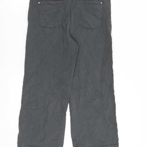 George Womens Grey Cotton Wide-Leg Jeans Size 14 L26 in Regular Zip