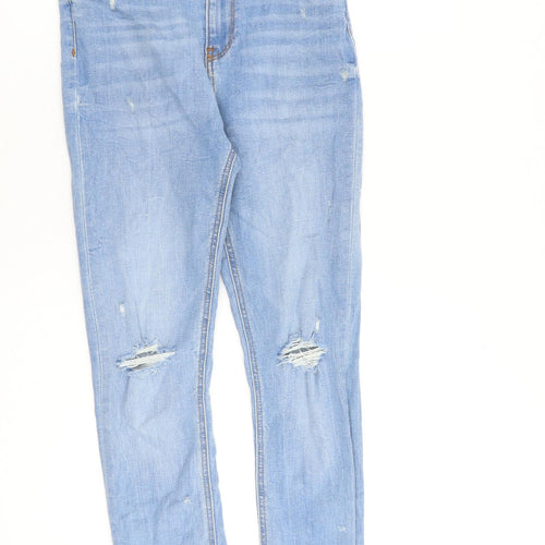 Zara Womens Blue Cotton Skinny Jeans Size 10 L26 in Regular Zip