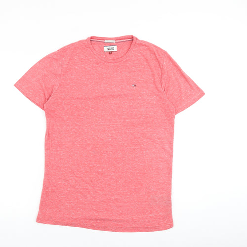 Tommy Hilfiger Mens Pink Polyester T-Shirt Size M Round Neck