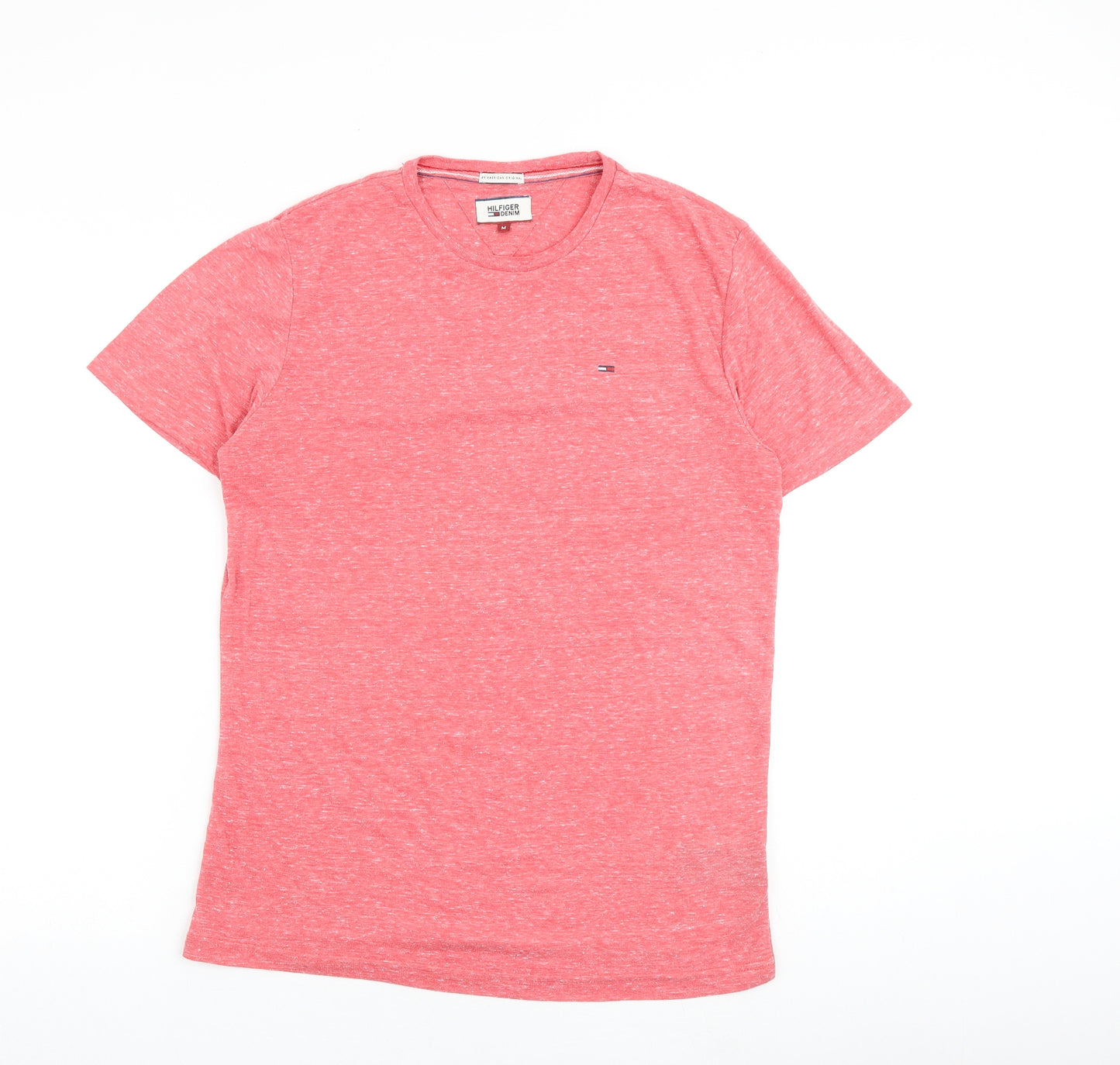 Tommy Hilfiger Mens Pink Polyester T-Shirt Size M Round Neck