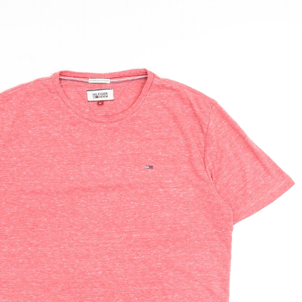 Tommy Hilfiger Mens Pink Polyester T-Shirt Size M Round Neck