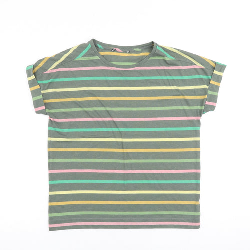 Marks and Spencer Womens Multicoloured Striped Polyester Basic T-Shirt Size 10 Round Neck